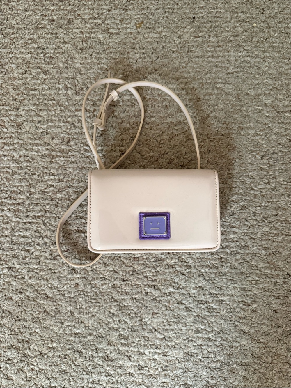 Acne Studios Face Patch Crossbody Bag with Purple Logo Accent
Perfect condition